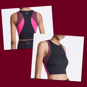 NWT- Women’s Calvin Klein Performance Tank Size XL Black Colorblock Crop tank